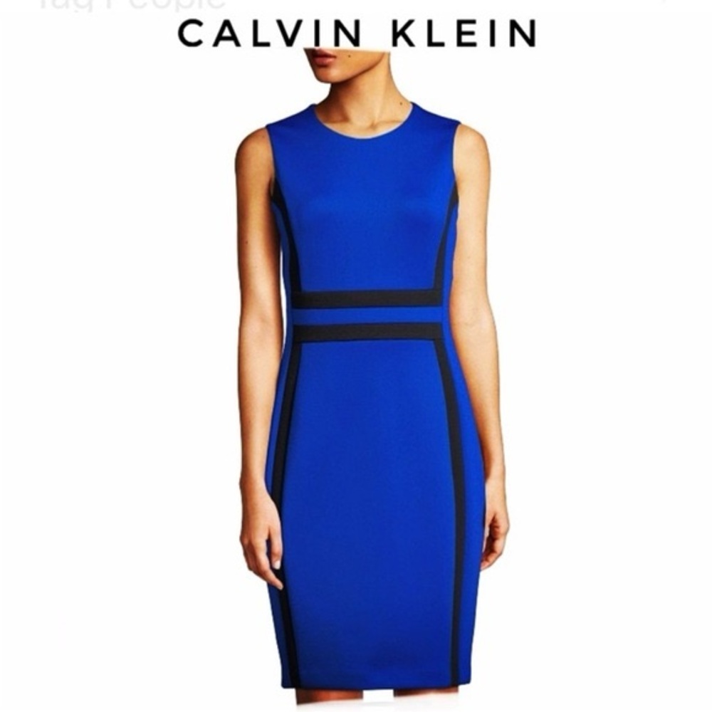 Calvin Klein Sleeveless Color Block Sheath Dress
